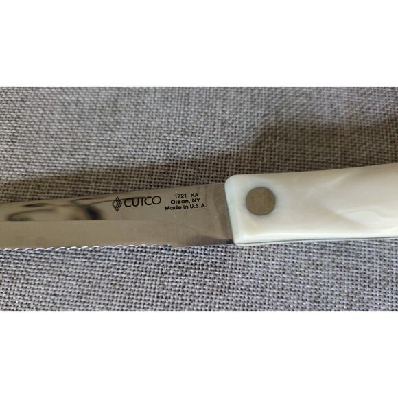 Cutco 1721 KA Serrated Knife Pearl White Handle Made in the USA Trimmer, Slicing - Picture 4 of 7